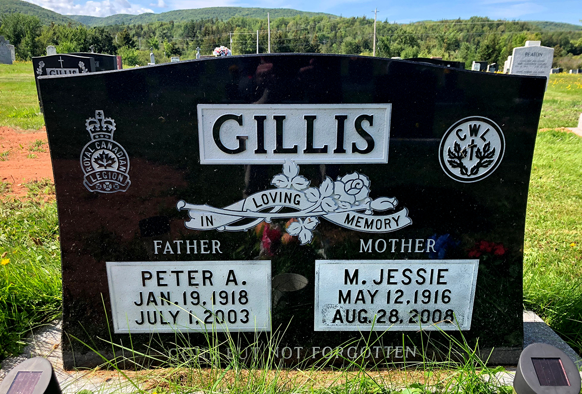 Photo of headstones/M Jessie Gillis nee MacLennan d2008 hdstn Margaree St Josephs cem CB